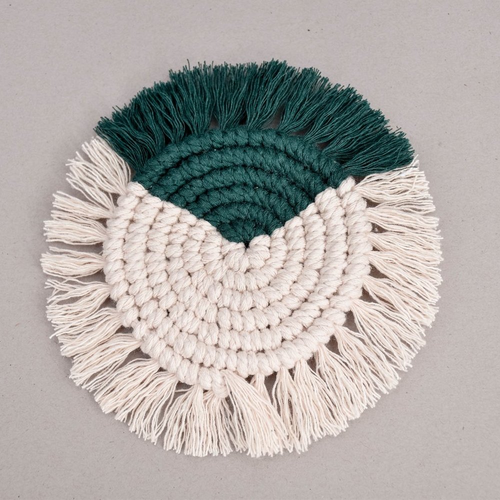 Handmade Wide Dual Toned Macrame Coaster